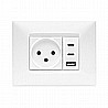 מארז טריפל USB, שקע כח, מתאם ומסגרת SEE לבנה 3 מודול ניסקו סוויץ'
