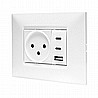 מארז טריפל USB, שקע כח, מתאם ומסגרת SEE לבנה 3 מודול ניסקו סוויץ'