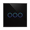 מתג טאץ' חכם לתאורה 3 לחצנים זכוכית שחורה WIFI 60mm