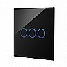 מתג טאץ' חכם לתאורה 3 לחצנים זכוכית שחורה WIFI 60mm