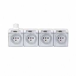 קופסת 4 שקעים מוגנת על הטיח SUPER NW-4 קופסת 4 שקעים מוגנת על הטיח SUPER NW-4