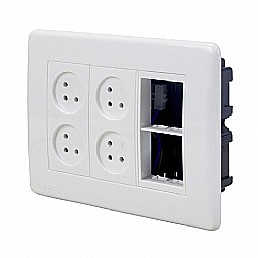 עמדת NISKO OFFICE תחת הטיח 6 מודול, 4 שקעים ומתאם גוויס עמדת NISKO OFFICE תחת הטיח 6 מודול, 4 שקעים ומתאם גוויס