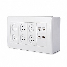 עמדת HOME OFFICE על הטיח 8 מודול, 6 שקעים, 2 מחשב 2 טלפון עמדת HOME OFFICE על הטיח 8 מודול, 6 שקעים, 2 מחשב 2 טלפון